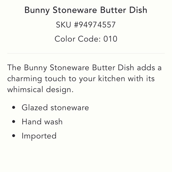 Anthropologie NWT Bunny Butter Dish w/ Gold Bunny Accent Ceramic Easter Spring - Picture 3 of 7